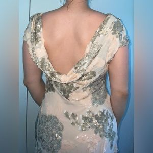 Calvin Klein Soft Pink with Silver Sequins Floral Formal Dress